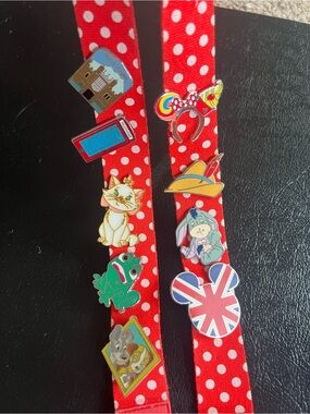 Disney pins with Minnie Mouse lanyard polka Dots